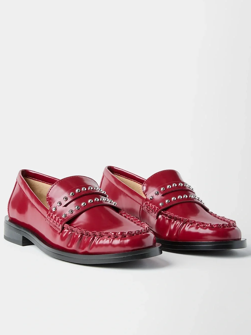 LOFT Studded Penny Loafers Burgundy Red Slip On Shoes Women’s Size 10 NWT